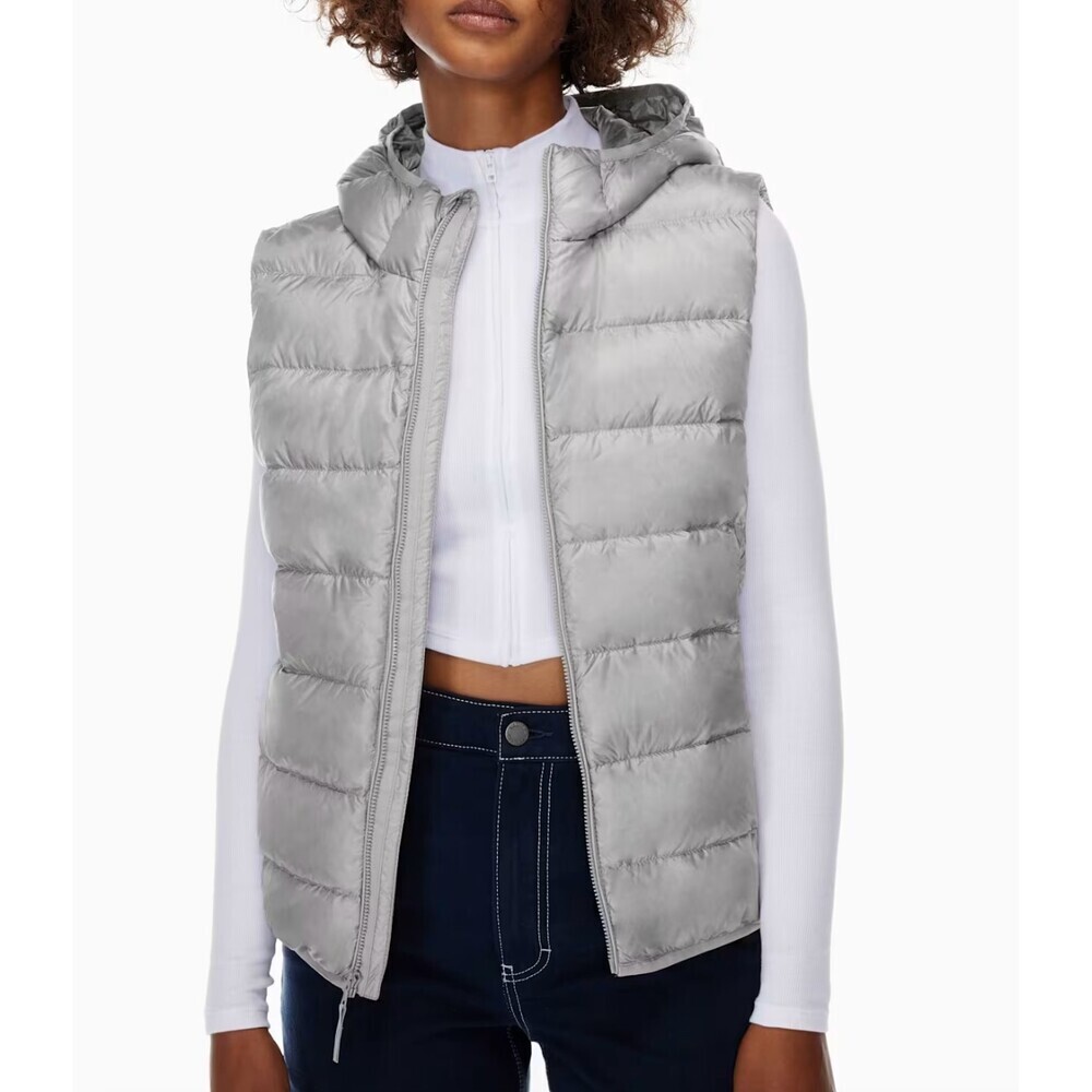 Aritzia TNAction The Little Puff Vest in Marble Gray Size Medium Goose Down